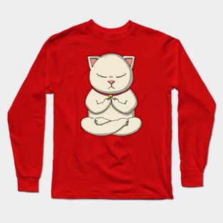 Cute Cat In Sukhasana Pose Long Sleeve T-Shirt